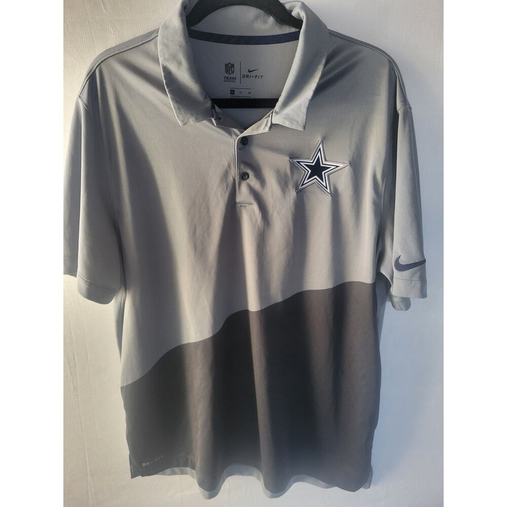 Nike Dri-FIT Dallas Cowboys Polo XL Shirt Gray Black Men’s - Picture 2 of 10